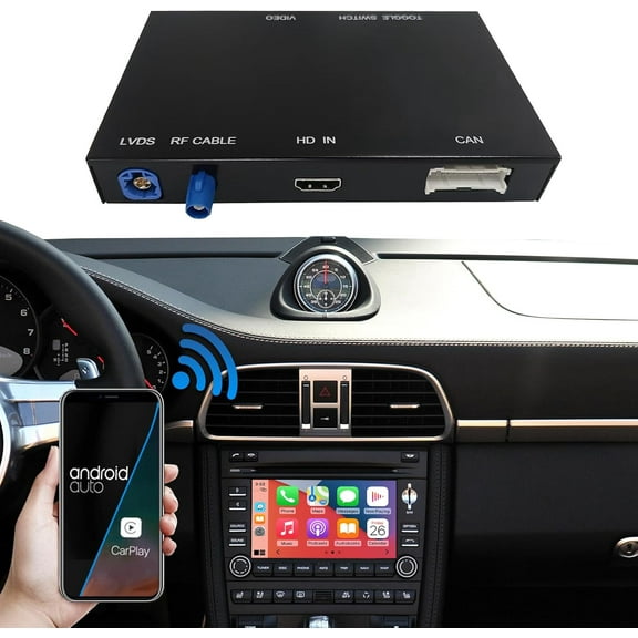 Car Decorder Wireless Carplay Android Auto for Porsche with PCM 3.1, for Panamera/Macan/Cayenne/Boxster/911/ Cayman 2010-2016 Year Carplay Retrofit Kit Decoder Support Mirrorlink Reverse Camera