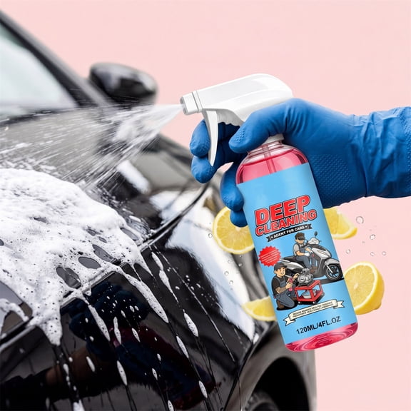 Car Deep Cleaning Spray, Penetrating Stain Removal for Fabric Seats Floor Mats Door Panels, Safe Multi-Surface Automotive Interior Cleaner, 4.06 Fl Oz