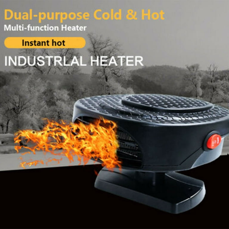 Car Defroster Defogger 12V Truck Car Heat Cooling Fan, Portable Car Heater,  Plug Adjustable Thermostat in Cigarette Lighter 150W 3-Outlet Plug USB,  Black 