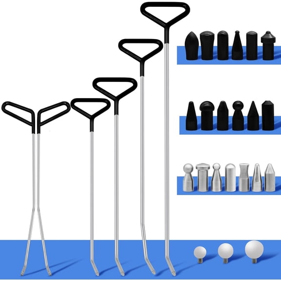 Car Dent Removal Rod Tools,Paintless Dent Repair Kit with 6 Pcs Stainless Steel Rods and 22Pcs Tips,Dent Repair Rods for Car Dents Door Dings and Hail Damage Removal