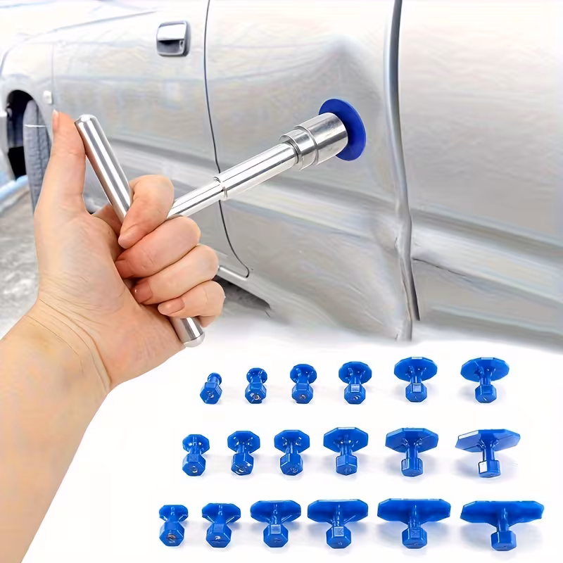 Car Dent Repair Tool Kit, Aluminum T-Shape Puller with 18Pcs Spacer Kit, Paintless Dent Repair PDR Tool for Light Dents & Hail Damage