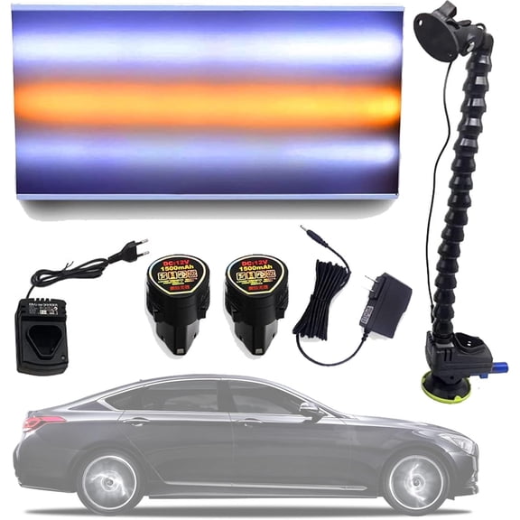 Car Dent Repair Tool LED Light,Paintless Dent Repair Hail Removal Automotive Body Lamp Kit, Reflector Board PDR Lamp Board, With Lithium Battery X2 & USB Line Cord