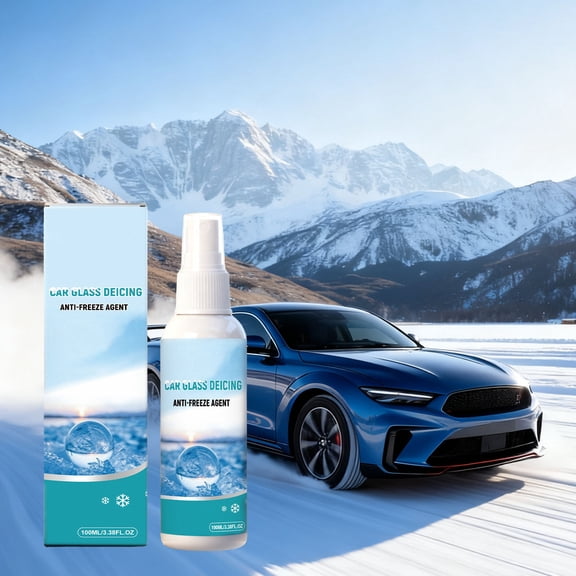 Car Des-Icer Spray, 100ml Snow Ice Melter with Anti-Freeze Protection Fast Winter Ice Removal Prevents Refreezing for Windshields Side Mirrors Locks and Automotive Glass Safe Use