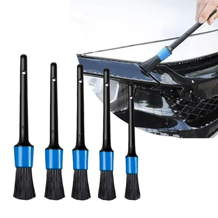 Car Detail Brush Set 5 Head Sizes for Interior Upholstery Air Vent Flexible