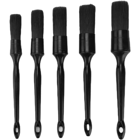 Car Wash Brush, Car Wash Brush with Short Handle 5PCS/Set Car Cleaning Detailing Brush Set Black Microfiber Microfilament Maintenance Tool