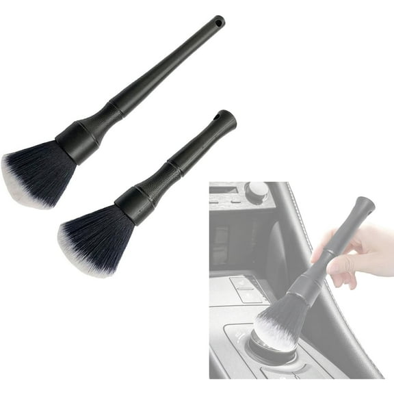 Car Detailing Brush,2Pcs Automotive Detail Cleaning Brushes Soft Auto Detailing Brush Kit Car Detail Cleaning Tool Reusable Car Detailing Brush For Car Cleaning Vents Dash Trim Brushes Wheel Brushes