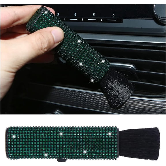 Car Detailing Brush, Detail Brush Cleaning Tool for Air Vent Dashboard Engine, Rhinestones Plastic Handle Automotive Interior Leather Exterior Wheel Dust Cleaner, Car Accessories (Red)