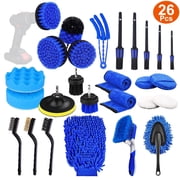 Car Detailing Brush Kit, iMounTEK 26Pcs Car Cleaning Set, Drill Brush Set Car Buffing Sponge Pads Kit for Wheel, Dashboard, Air Vent, Leather, Interior & Exterior