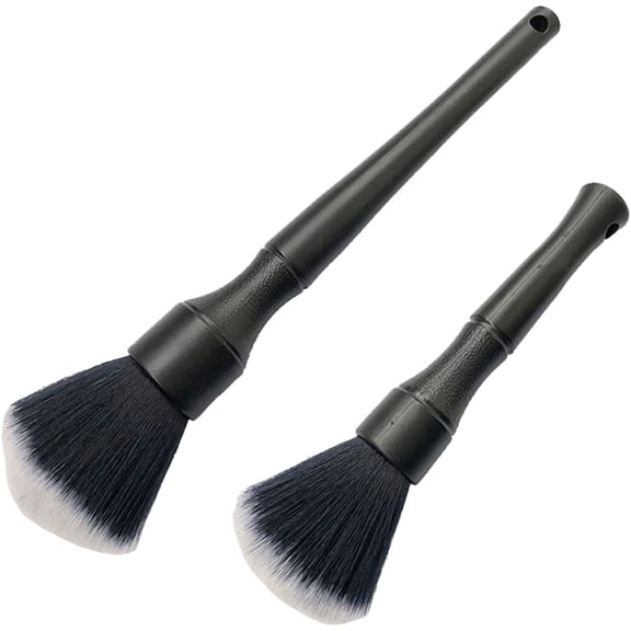 Car Detailing Brush Set,2 Pack Ultra-Soft Microfiber Auto Detail Brush for Cleaning Car Exterior, Interior,Dashboard, Center Console, Screen, Air Vents,Emblems, Badges (Black)