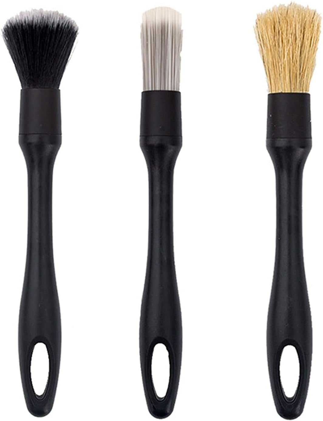 Car Detailing Brush Set 3 Pack Natural Boars Hair Brush & Banister