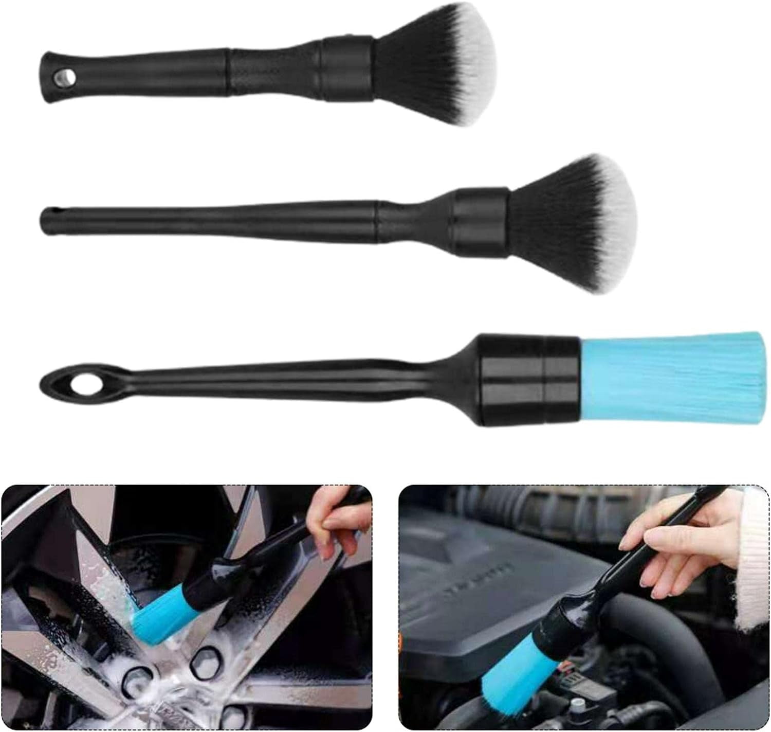 Car Detailing Brush Set, 3pcs/set Ultra Soft Car Interior Exterior Detailing Brush Set, Soft