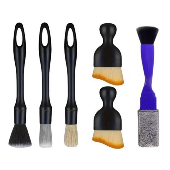 Car Detailing Brush Set - 6-Piece Kit Car Interior Detail Dust Brush,Soft Car Interior Detailing Kit Tools,Dash Duster Brush for Auto,Truck,SUV,RV Interior Cleaning(Blue)