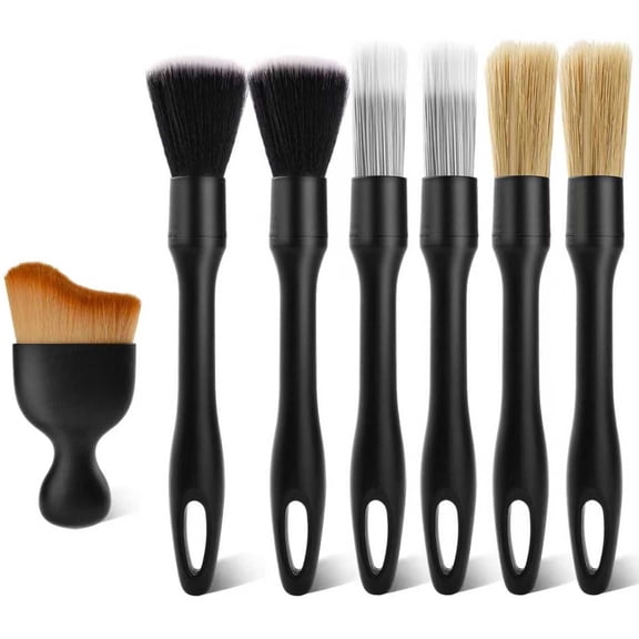 Car Detailing Brush Set 7PCS Car Detailing Brushes Boar Hair Detailing Brushes