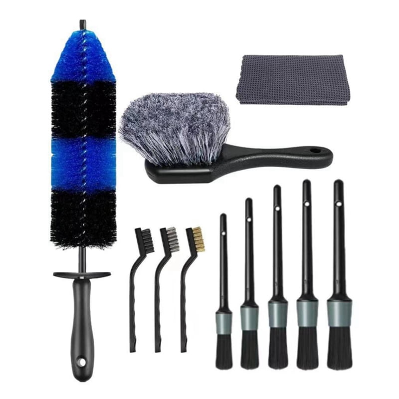 Car Detailing Brush Set, Car Wheel Tire Brush Set, Car Detailing Kit for Cleaning Wheels, Interior,Exterior,1 x car wash brush set (11pc),Photo Color