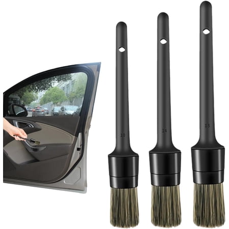 Car Detailing Brushes - 3 Different Sizes Car Interior Detailing Kit | Handle Automotive Detail Brushes for Cleaning Wheels, Engine, Interior, Air Vents, Car, Motorcy Yaojie