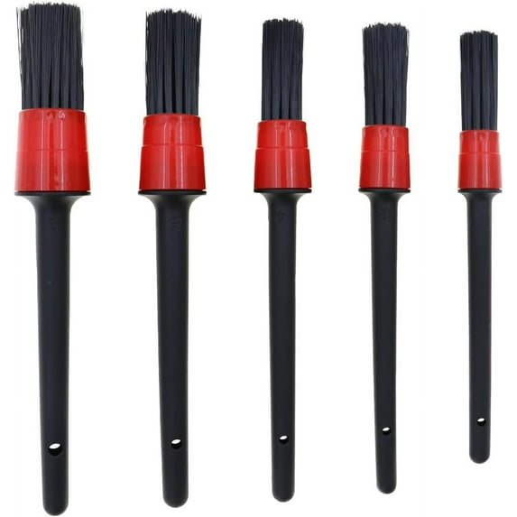 Car Detailing Brushes - 5 Pcs Car Brushes for Detailing, Auto Detailing Brushes for Cleaning Wheels, Interior, Exterior, Skylight, Leather, Air Vents, Emblems