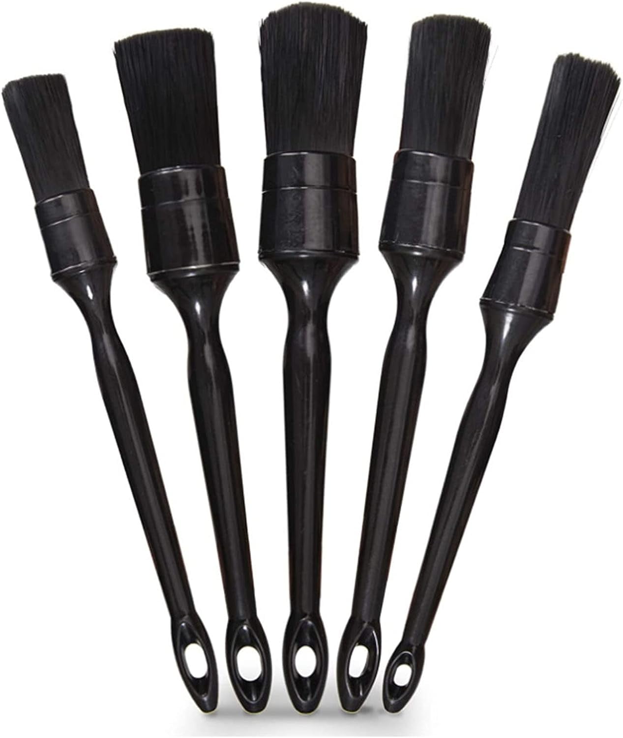 Car Detailing Brushes,5 Pcs Soft Hair Automotive Detail Cleaning Brush Set with Plastic Handle for Cleaning Wheels,Tire, Interior, Exterior, Leather, Air Vents