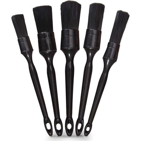 Car Detailing Brushes,5 Pcs Soft Hair Automotive Detail Cleaning Brush Set with Plastic Handle for Cleaning Wheels,Tire, Interior, Exterior, Leather, Air Vents