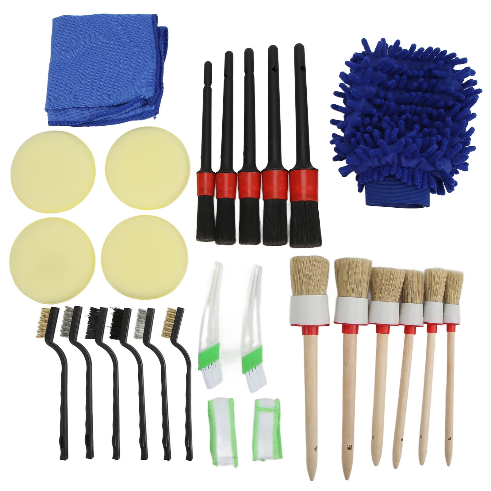 Car Detailing Brushes Set High Density Bristles Strength Flexibility