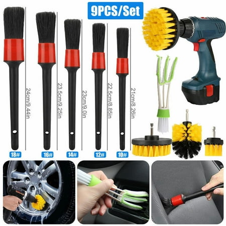 Car Detailing Brushes Wash Auto Detail Cleaning Drill Kit Engine Wheel Clean Set