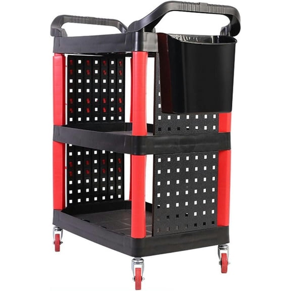 Car Detailing Cart Rolling Utility Detailing Tool Cart, Heavy Duty Car Wash Detail Trolley with 3 Trays, Multipurpose Workstation Cleaning Tools Tray Bottle Storage Rack, for Garage/Workshop/Repair Shop