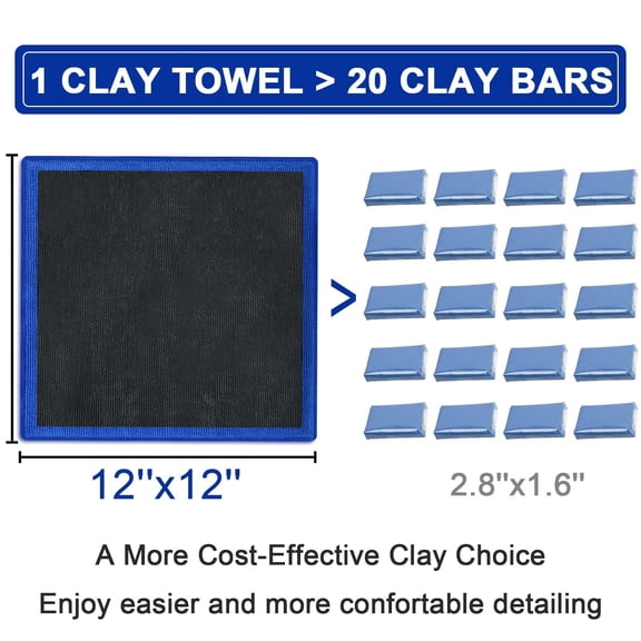 Car Detailing Clay Bar Towel, Fine Grade Microfiber Clay Mitt, Auto Paint Decontamination Towel for Smooth Finish