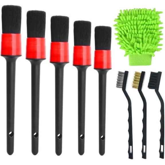Car Detailing Kit, Car Detailing Brush Set Wheels Engine Console Dashboard Air Vent Leather Car Cleaning Kit for Tire Rim Motorcycle Engine Cleaning