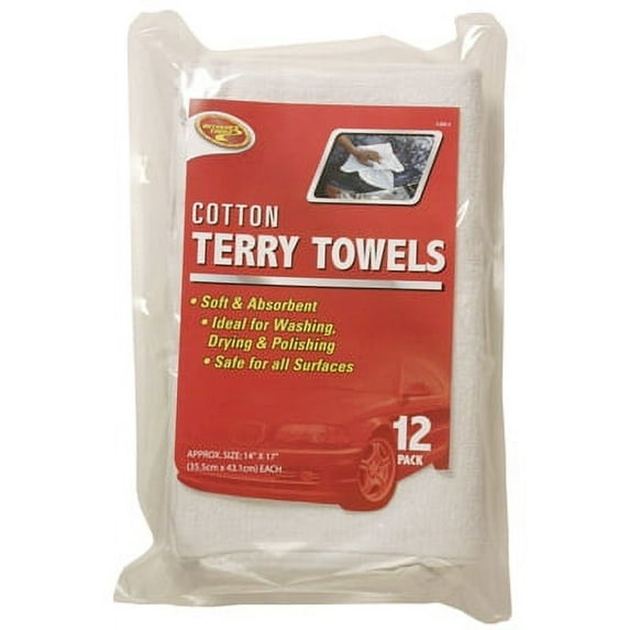 Detailer's Choice 3-685-58 Car Detailing Towel, White Cotton Terry, 14 x 17-In., 12-Pk. - Quantity 1