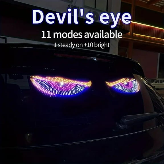 Car Devil Eyes Light, 2PCS Dynamic Vehicle Windshield Eyes Animated Led, Car Rear Window Led Display,Atmosphere Decorative LED Light for car/suv/truck,Ojos Led Para Carro,Universal Fit (Style Blue))