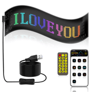 Miootly Car Devil Eyes LED Panel   13.7x4in USB-Powered Flexible Screen with Bluetooth App for Custom Text & Animations, Suitable for Cars, Stores, Parties