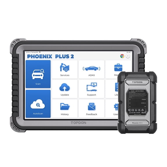 TOPDON Phoenix Plus 2 Scanner, 10.1"Bidirectional Scan Tool,ECU Coding,41+ Service,OEM Full System,2Y Free Update