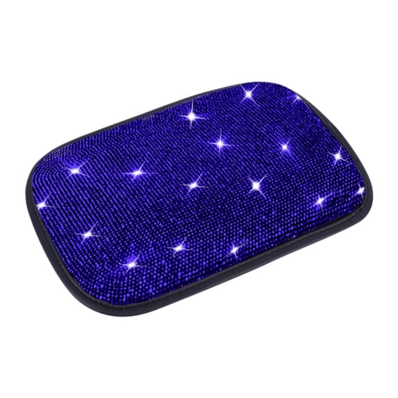 Shiny Car Center Console Cover, Crystal Diamond Elbow Pillow Car Armrest Seat Box Cover, Soft Arm Rest Protective Cushion Pad, Auto Interior Decor (Blue)