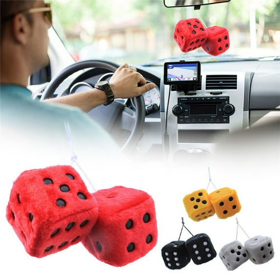 Car Dice Pendant under $5! CQCYD Colorful Dice Car Pendant, Plush Hanging Ornament for Rearview Mirror, Soft Fuzzy Decor for Auto Interior