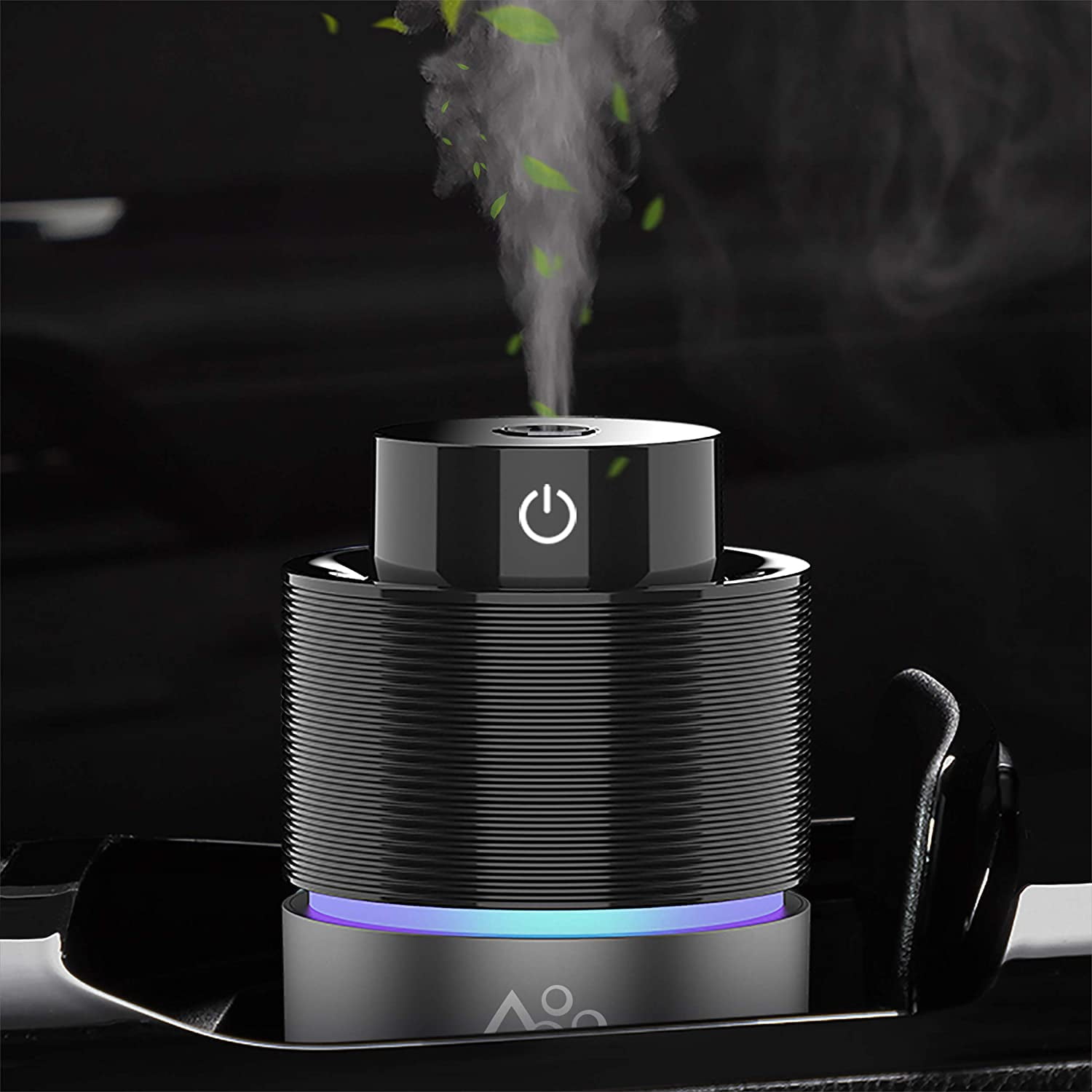 Car Diffuser Car Humidifier, USB Essential Oil Diffusers 7 Colors LED Lights 200ml Big Capacity Aromatherapy Diffuser(Black-Grey)