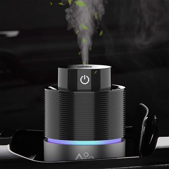 Car Diffuser Car Humidifier, USB Essential Oil Diffusers 7 Colors LED Lights 200mL Big Capacity Aromatherapy Diffuser(Black-Grey)