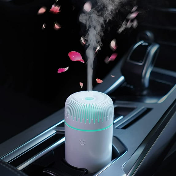 Car Diffuser Humidifier Aromatherapy Essential Oil Diffuser USB Cool Mist Mini Portable Diffuser for Car Home Office Bedroom (White)