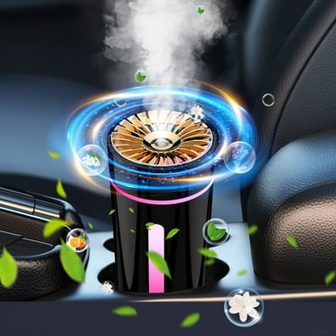 Car Diffuser Humidifier with Colorful Light, Auto Shut-Off, Mist Modes, Car Diffusers for Essential Oils, USB Mini Humidifier for Car, Office Destop, Bedroom (Black)