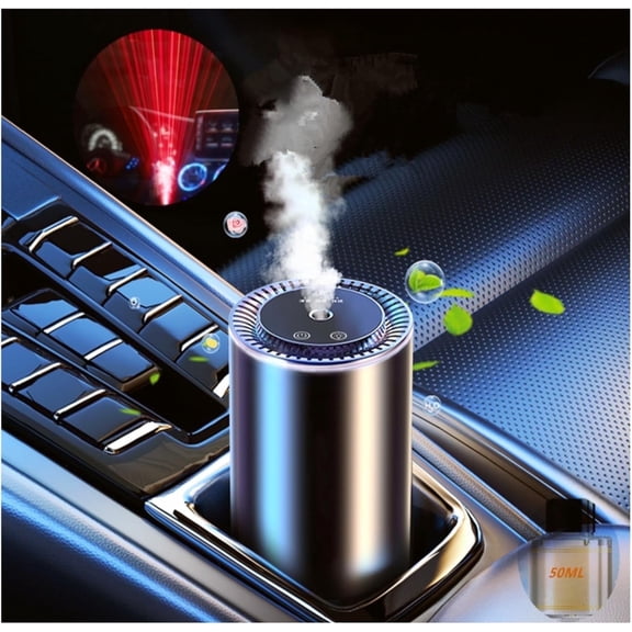 Car Diffuser,Smart Car Air Freshener, Essential Oils Atomizer,Mini Humidifier,Car Diffuser with Star Projector and Flame Ambient Mood Light,3 Mode Adjustable Auto On/Off