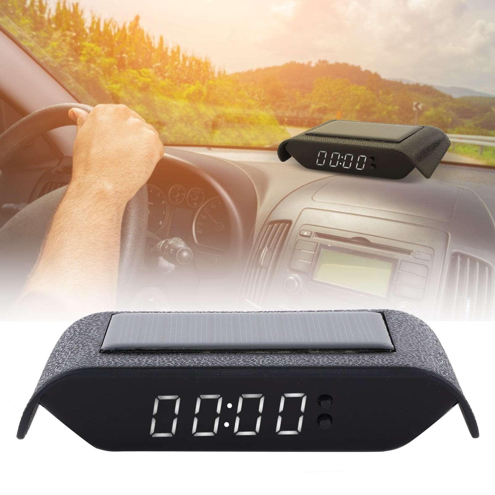Car Digital Clock, Stickon Digital Watch Portable Auto Truck Solar