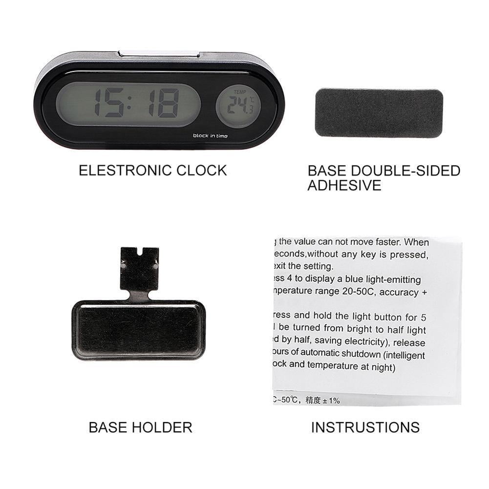 Car Digital Clock Thermometer, 2 in 1 Time Thermometer for Car Interior
