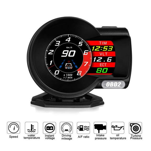 Car Digital HUD Head Up Display Speedometer OBD2+GPS Smart Gauge Meter Scanner