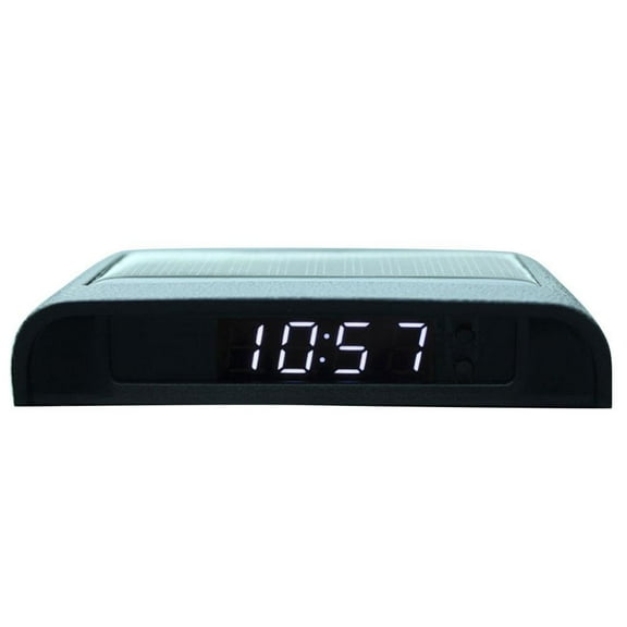 Car Digital Solar Clock Car Thermometer Dashboard Clock ABS Black Solar Powered Accessories For Vehicles