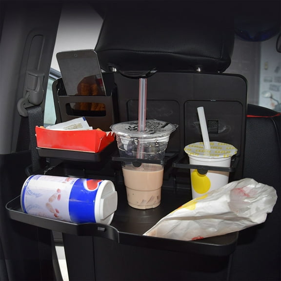 Car Dining Table under $5! Yannianjz Car Seat Back Tray, Foldable Dining Table for Travel, Food Drink Holder, Large Meal Tray with Cup Holder, Portable Organizer for Phone, Snacks,kids