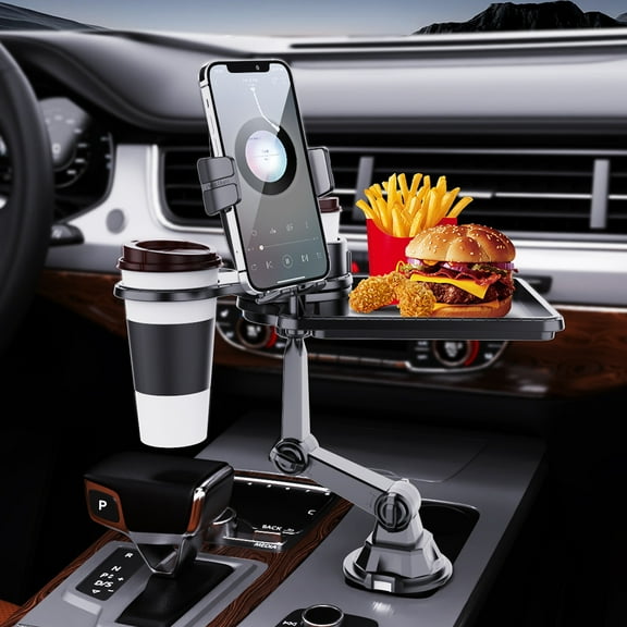 Car Dining Tray with Cup Holders & Phone Mount