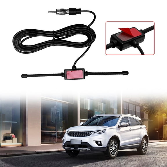 Car Dipole AM FM Glass Mount Radio Antenna with 300cm RG174 Wire for Vehicle Truck SUV Boat Marine Head Unit Tuner SMA SMB BNC Connector Black