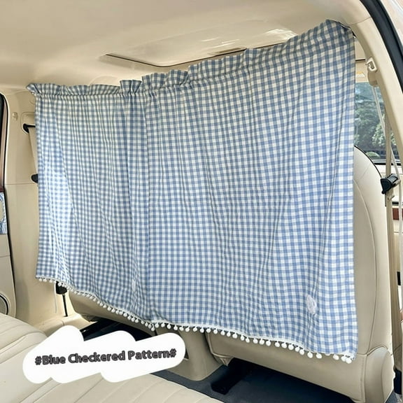Car Divider Curtain - Wide Car Privacy Blackout Shades with Storage Bag for Baby Nap, Removable Sedan SUV Van Sunshade Covers Screen for Car Camping Sleeping AccessoriesGrid Bear, blue