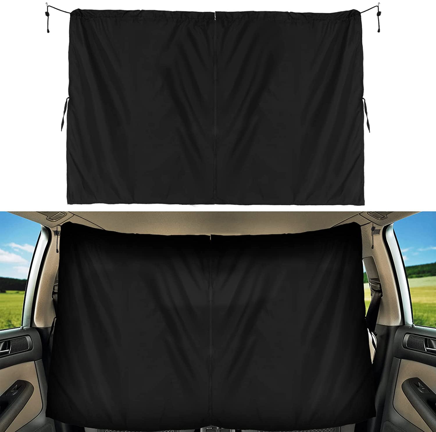Car Divider Privacy Curtains Sun Shade Covers, Black Detachable Car Divider  Screen Partition Curtain, Rear Seats Privacy Protection Curtains for Car