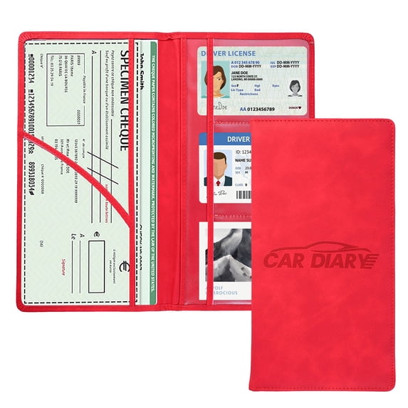 Car Document Holder, Driver License Wallet, Waterproof Scratch-proof Vehicle Registration Organizer for Glove Box Organization, Multi-Function Card Holder for Men and Women