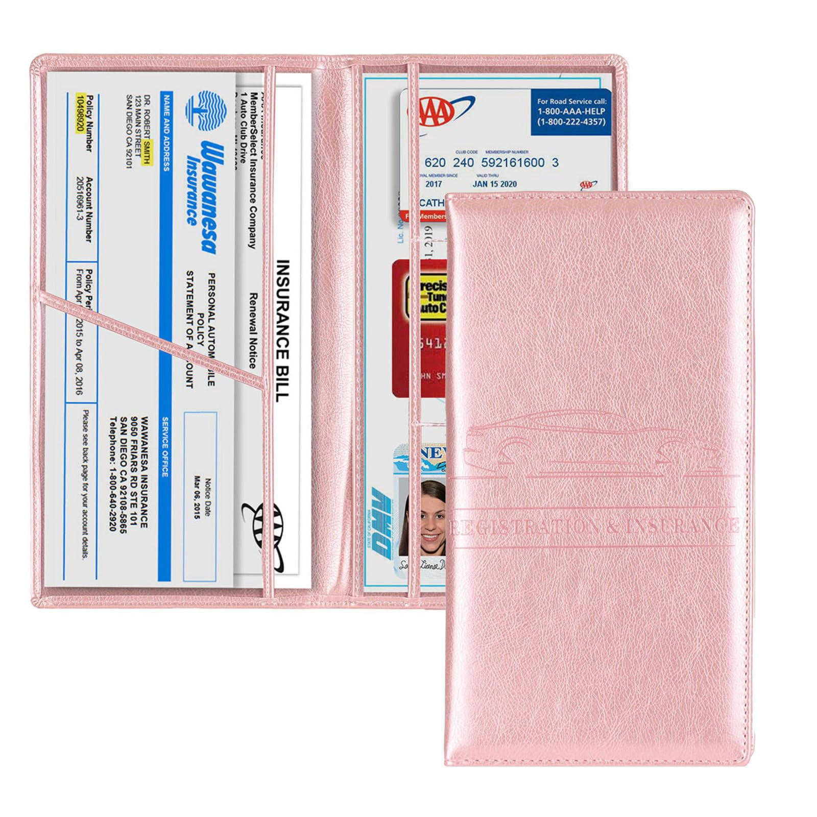 Registration Rack Folder Car Document Holder Organizer, PU Leather Registration & Insurance Card ...