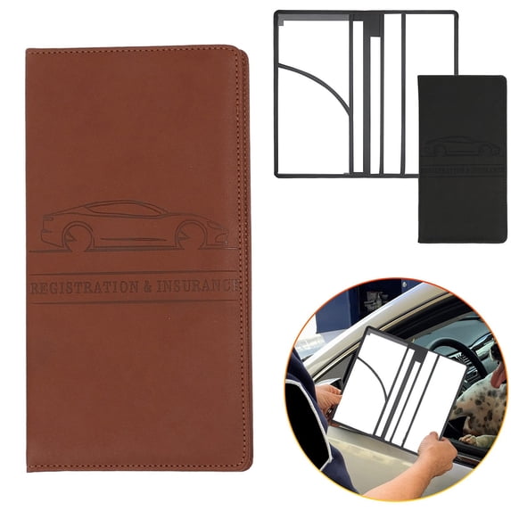 Car Document Organizer Insurance Card Holder, Business Card Holder, Professional Drivers Card Holder, Secure Closure Holds License Cards, Brown 5x9.45 Inch (1Pcs)